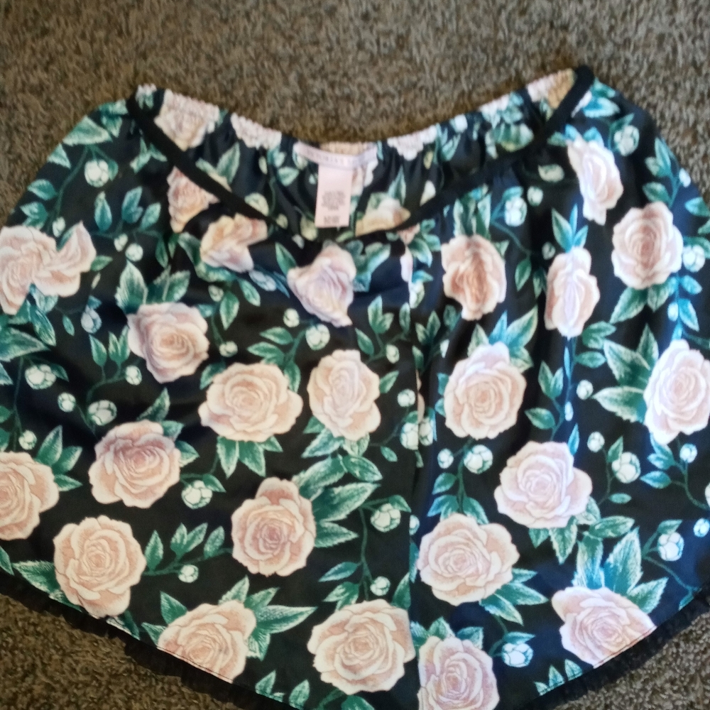 VS silk lingerie shorts floral pajamas S